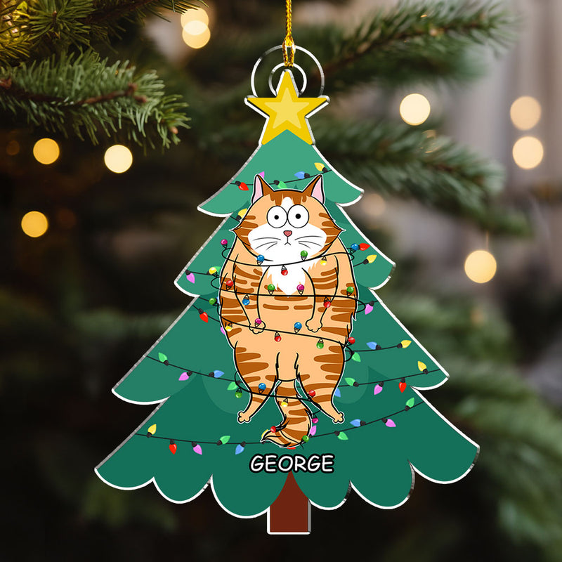 Cat Stuck In Tree - Personalized Custom Acrylic Ornament