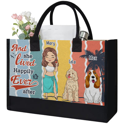 And She Lived Happily - Personalized Custom Canvas Tote Bag