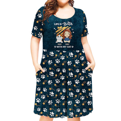 Better Life With Cats - Personalized Custom Casual Dress