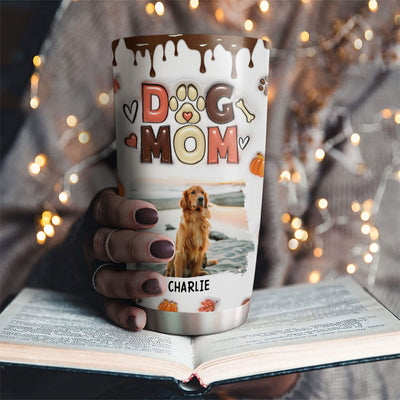 Mom Of Dogs Fall Season Photo - Personalized Custom 3D Inflated Effect Tumbler