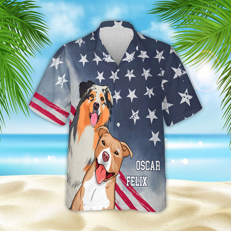 Dog American Flag - Personalized Custom Hawaiian Shirt