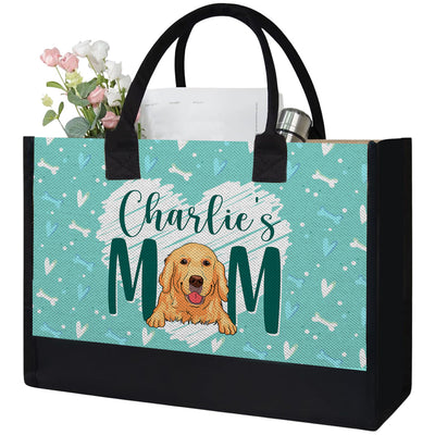 Mom And Dog - Personalized Custom Canvas Tote Bag