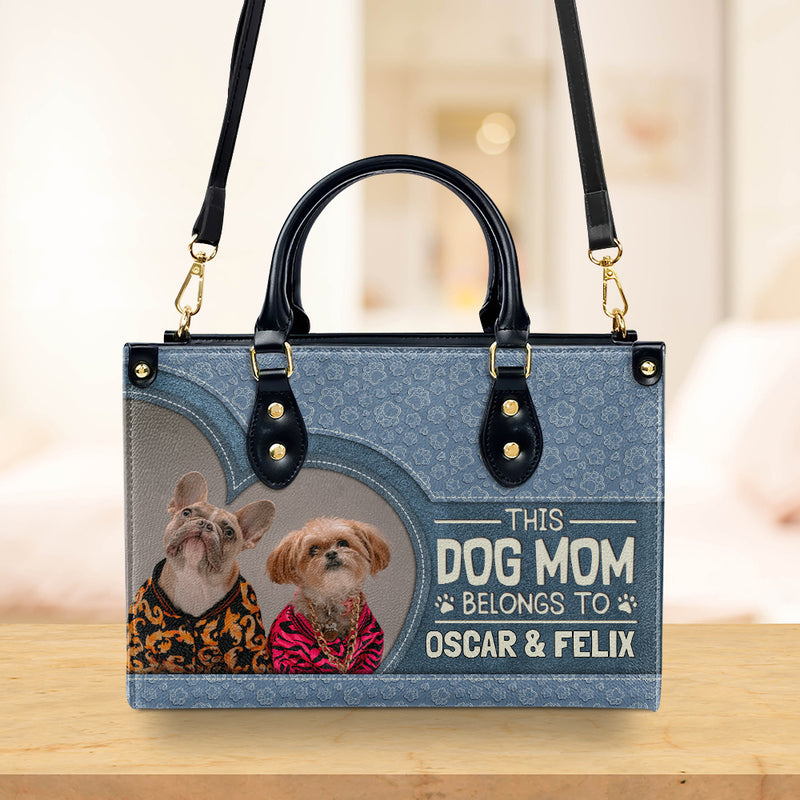 Mom Belongs To Me - Personalized Custom Leather Bag