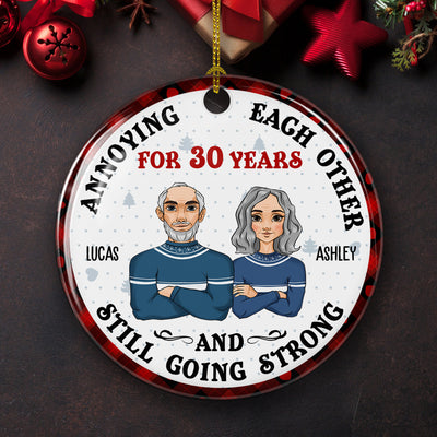 For Years - Personalized Custom Circle Ceramic Christmas Ornament