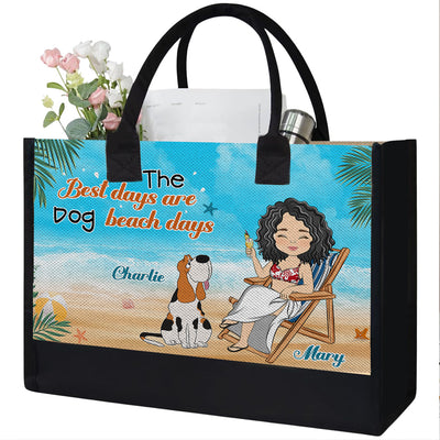 Dog Beach Days - Personalized Custom Canvas Tote Bag