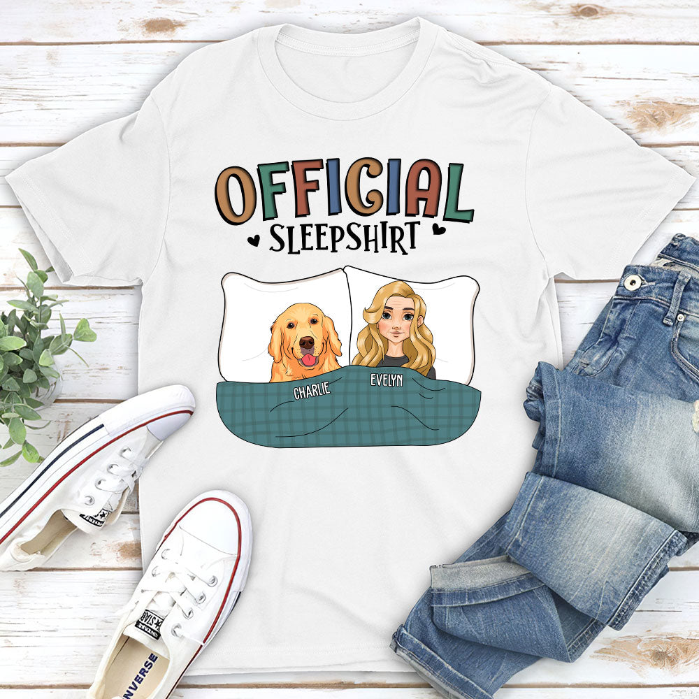 Official Sleepshirt With Pets Personalized Pet Parents Custom Unisex T-shirt