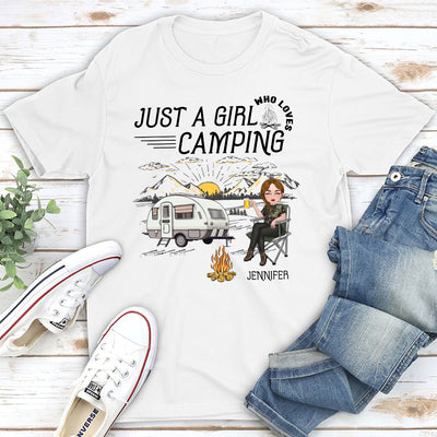 Girl Loves Camping - Personalized Custom Unisex T-shirt