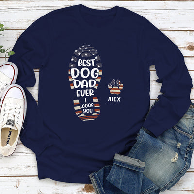 Happy Fathers Day To The Best Dog Dad Paw Print - Personalized Custom Long Sleeve T-shirt