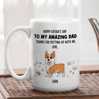 Dog Thanks For Dad - Personalized Custom Coffee Mug