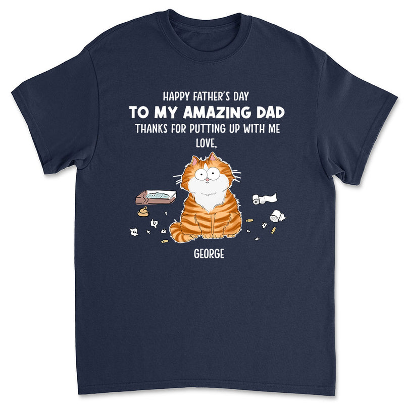 Cat Thanks For Dad - Personalized Custom Unisex T-shirt