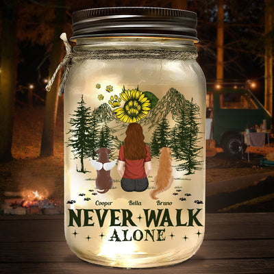 My Dogs Walk With Me - Personalized Custom Mason Jar Light