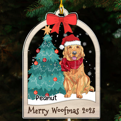 Christmas Tree And Dog - Personalized Custom Acrylic Ornament