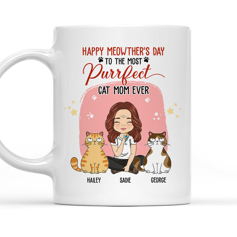 To The Most Purrfect Cat Mom - Personalized Custom Coffee Mug