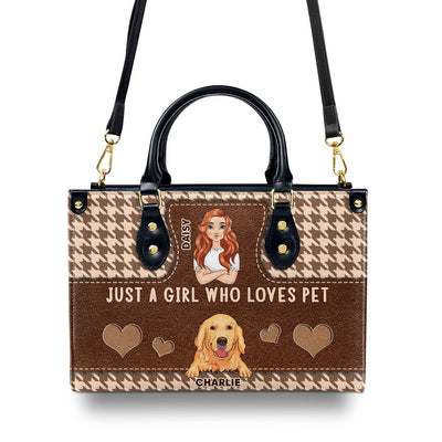 Girl With Pets - Personalized Custom Leather Bag