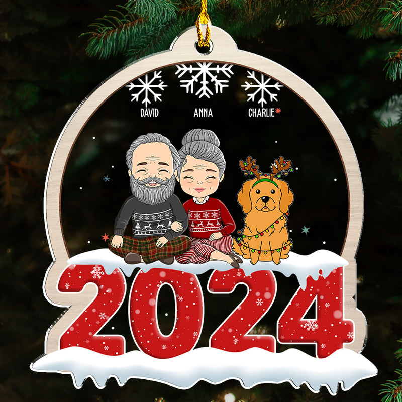 Couple Pet Snow Globe - Personalized Custom Acrylic Ornament