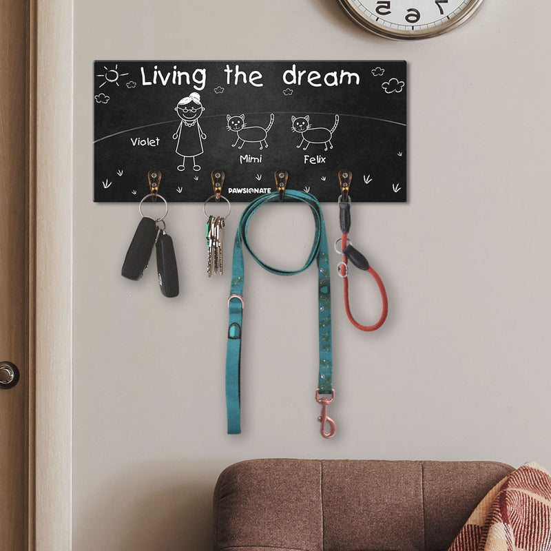 Living The Dream - Personalized Custom Wooden Key Holder