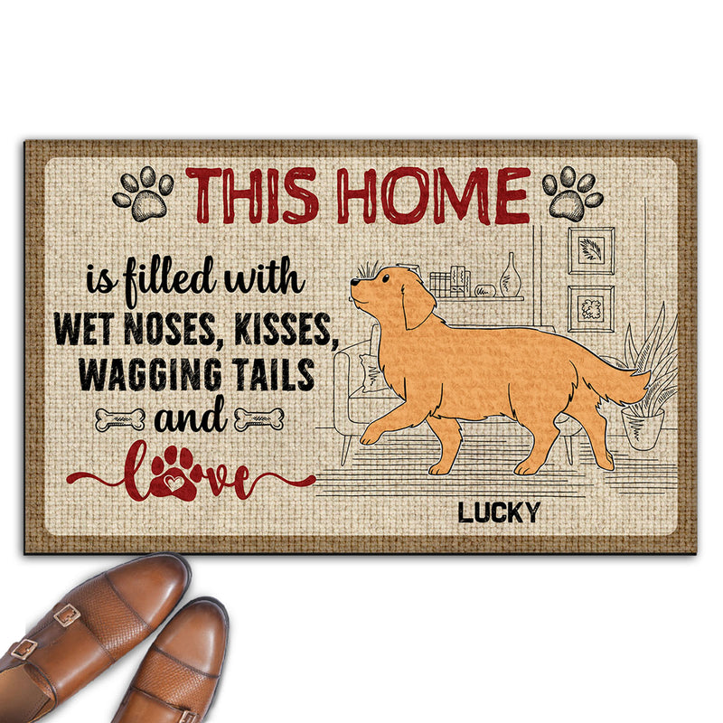 Wet Noses, Kisses, Wagging Tails And Love - Personalized Custom Doormat