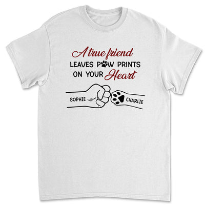 True Friend Leaves Paw Prints - Personalized Custom Unisex T-shirt