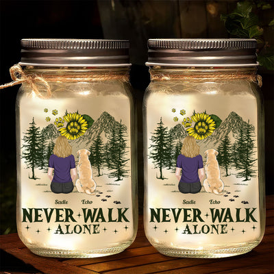 My Dogs Walk With Me - Personalized Custom Mason Jar Light