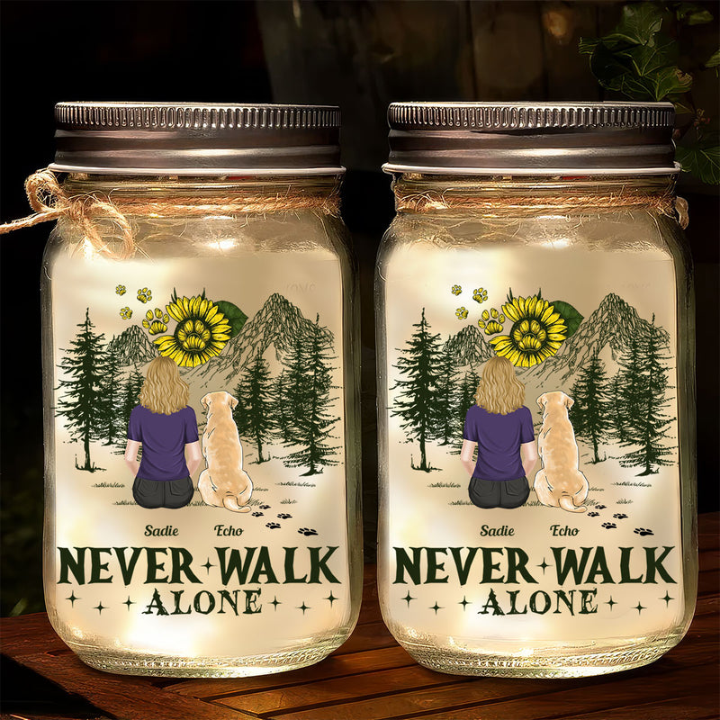 My Dogs Walk With Me - Personalized Custom Mason Jar Light