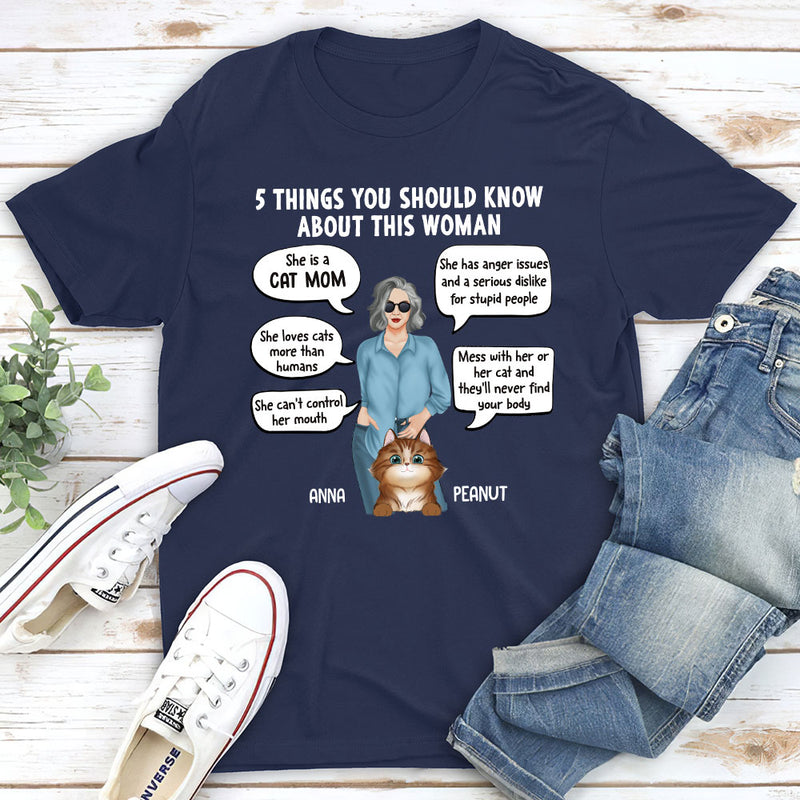 5 Things Cat Mom - Personalized Custom Unisex T-shirt