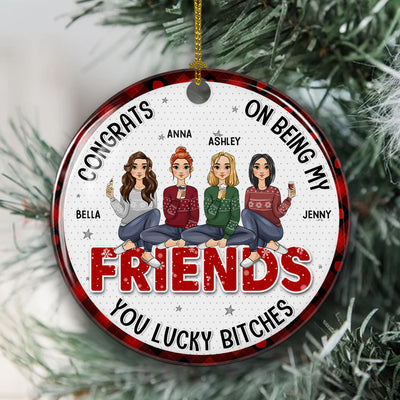 Congrats My Bestie - Personalized Custom Circle Ceramic Christmas Ornament