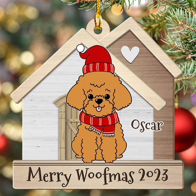 Dog With Happy House - Personalized Custom 1-layered Wood Ornament