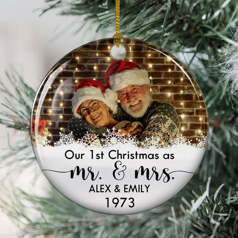 Our 1st Christmas - Personalized Custom Circle Ceramic Christmas Ornament