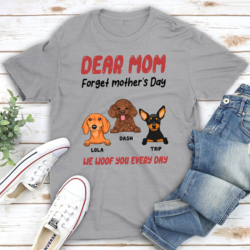We Woof You Every Day Peeking Dog - Personalized Custom Unisex T-shirt