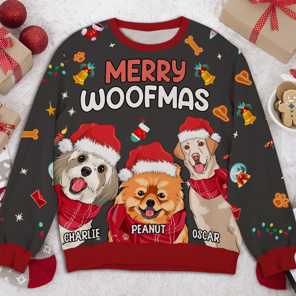 Woofmas Dog Custom Pet Lover Personalized Christmas Ugly Sweatshirt