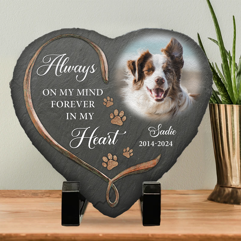 Paw And Angel Wings - Personalized Custom Pet Memorial Stone