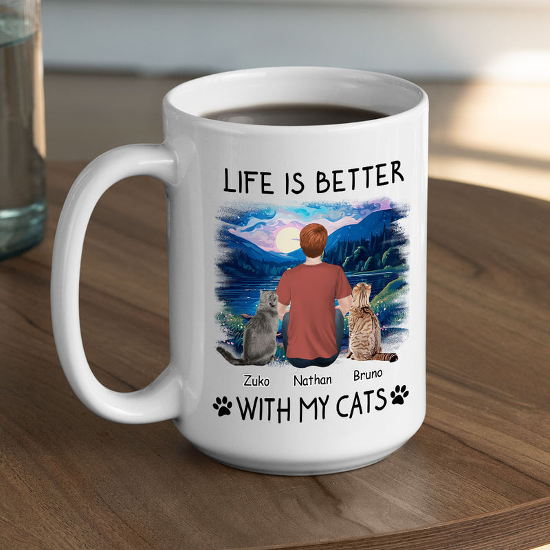 Better With Cats - Personalized Custom Coffee Mug