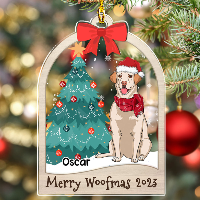 Christmas Tree And Dog - Personalized Custom Acrylic Ornament