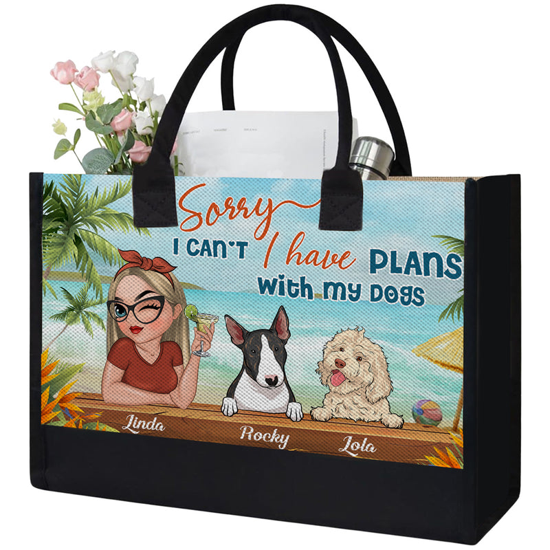 Sorry I Have Plan With Dog - Personalized Custom Canvas Tote Bag