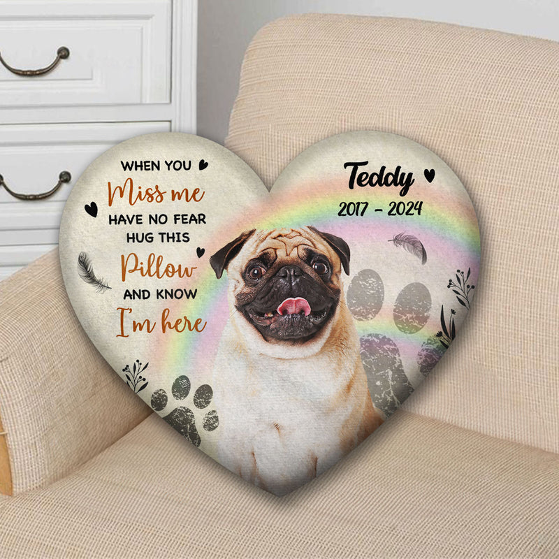 When You Miss Me Hug This Pillow - Personalized Custom Shaped Pillow