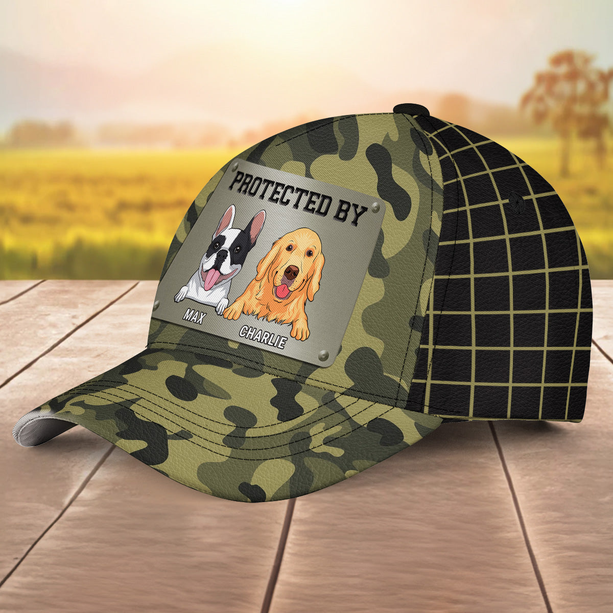 Protected By Doggo Camo Pattern - Personalized Custom Baseball Cap 3D