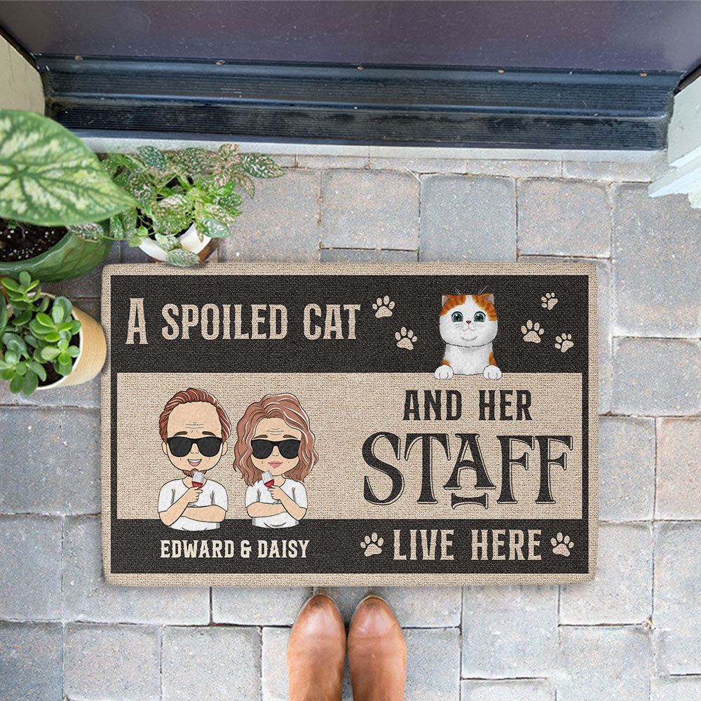Cat And Staff - Personalized Custom Doormat 