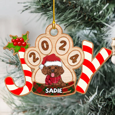 Joyful Dog 2024 - Personalized Custom 1-layered Wood Ornament