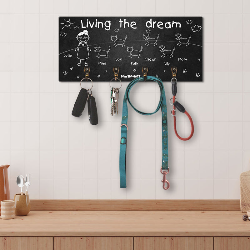 Living The Dream - Personalized Custom Wooden Key Holder