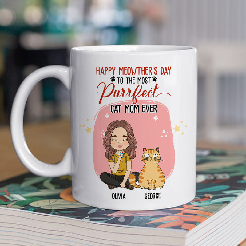 To The Most Purrfect Cat Mom - Personalized Custom Coffee Mug