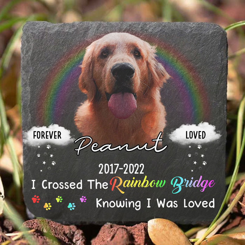 I Crossed The Rainbow Bridge - Personalized Custom Pet Memorial Stone