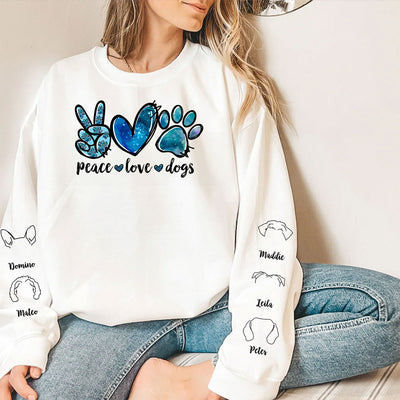Peace Love Dog - Personalized Custom Long Sleeve T-shirt