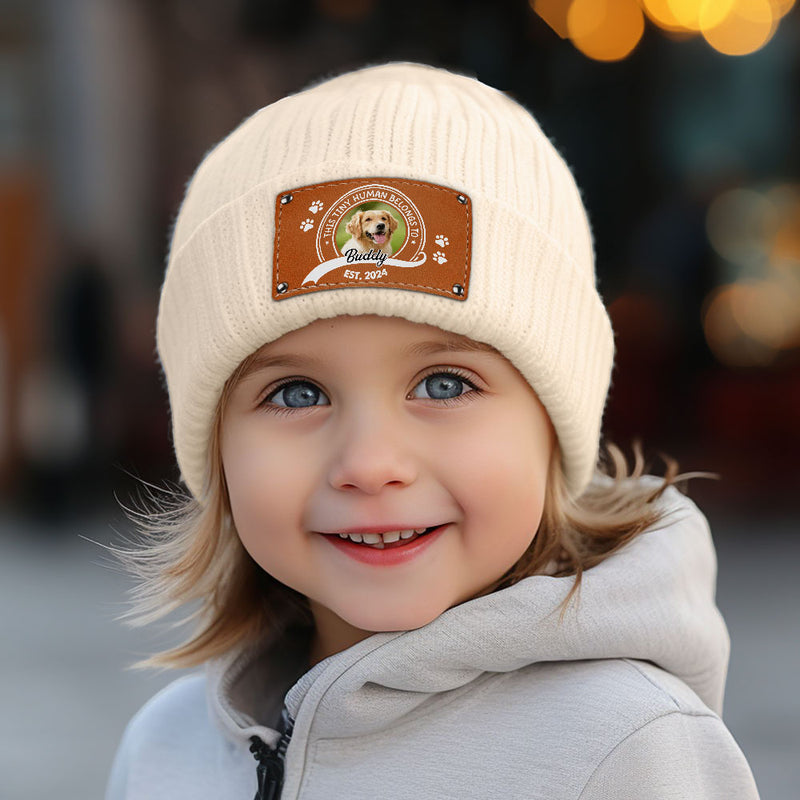 This Tiny Human Belongs To Version Upload Photo - Personalized Custom Beanie