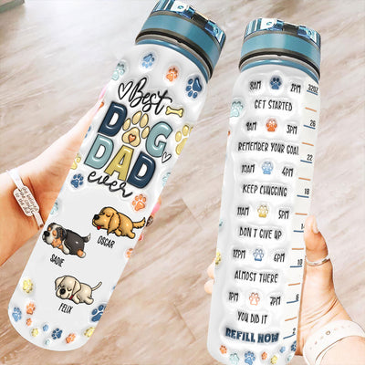 My Best Dog Dad - Personalized Custom 3D Inflated Effect Water Tracker Bottle