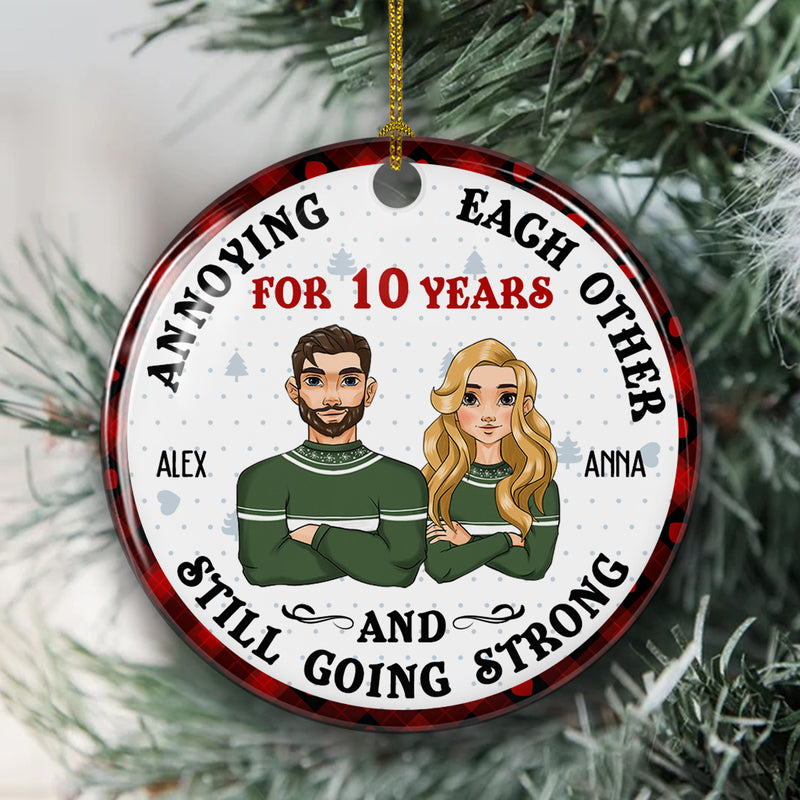 For Years - Personalized Custom Circle Ceramic Christmas Ornament