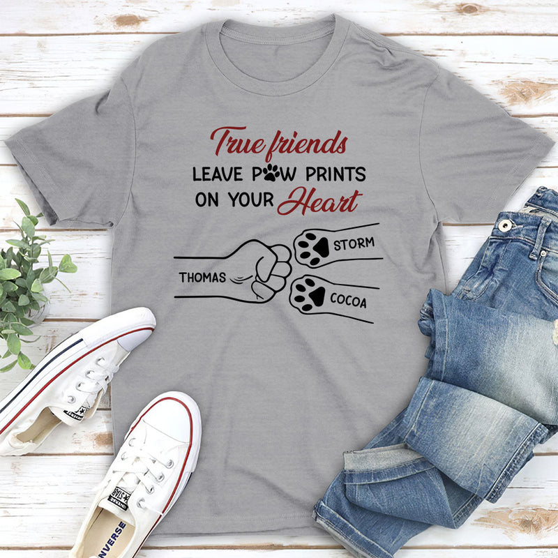 True Friend Leaves Paw Prints - Personalized Custom Unisex T-shirt