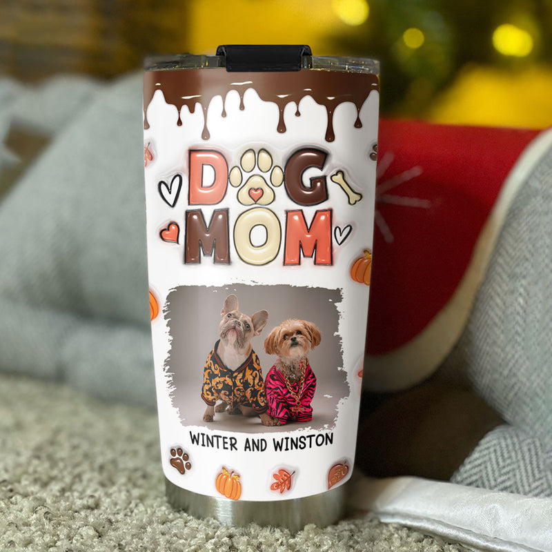 Mom Of Dogs Fall Season Photo - Personalized Custom 3D Inflated Effect Tumbler