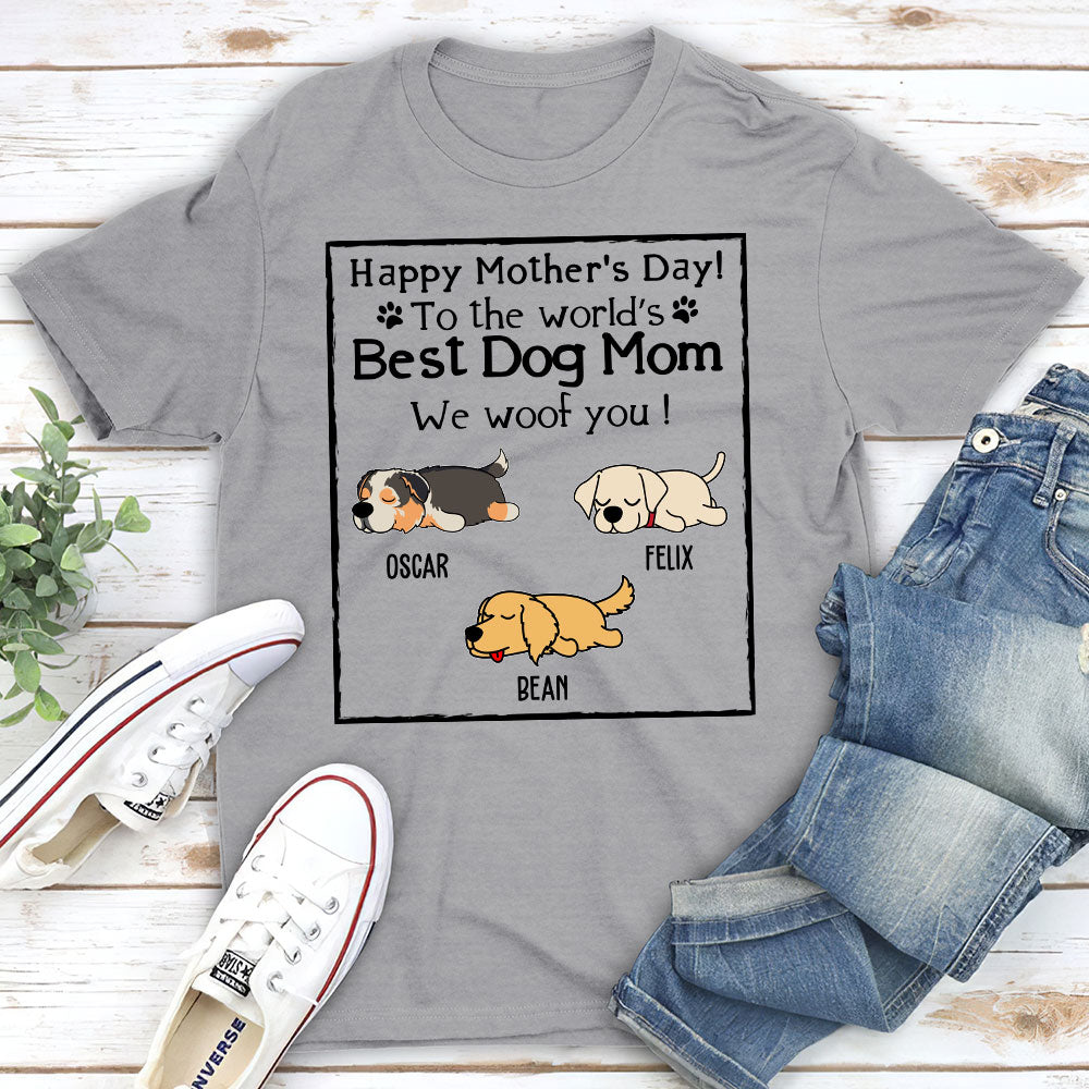 Women's 'Being A Mom Is Ruff' Funny Dog Mother T-Shirt - Grey Short Sleeve Tee For Dog Lovers