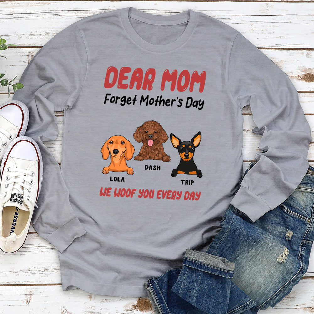 We Woof You Every Day Peeking Dog - Personalized Custom Long Sleeve T-shirt 