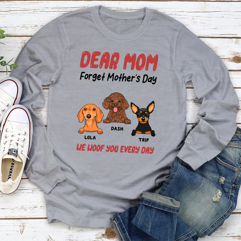 We Woof You Every Day Peeking Dog - Personalized Custom Long Sleeve T-shirt